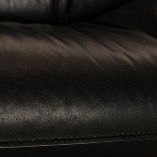 Tango Leather Black Two-Seater Sofa from Leolux, Set of 2