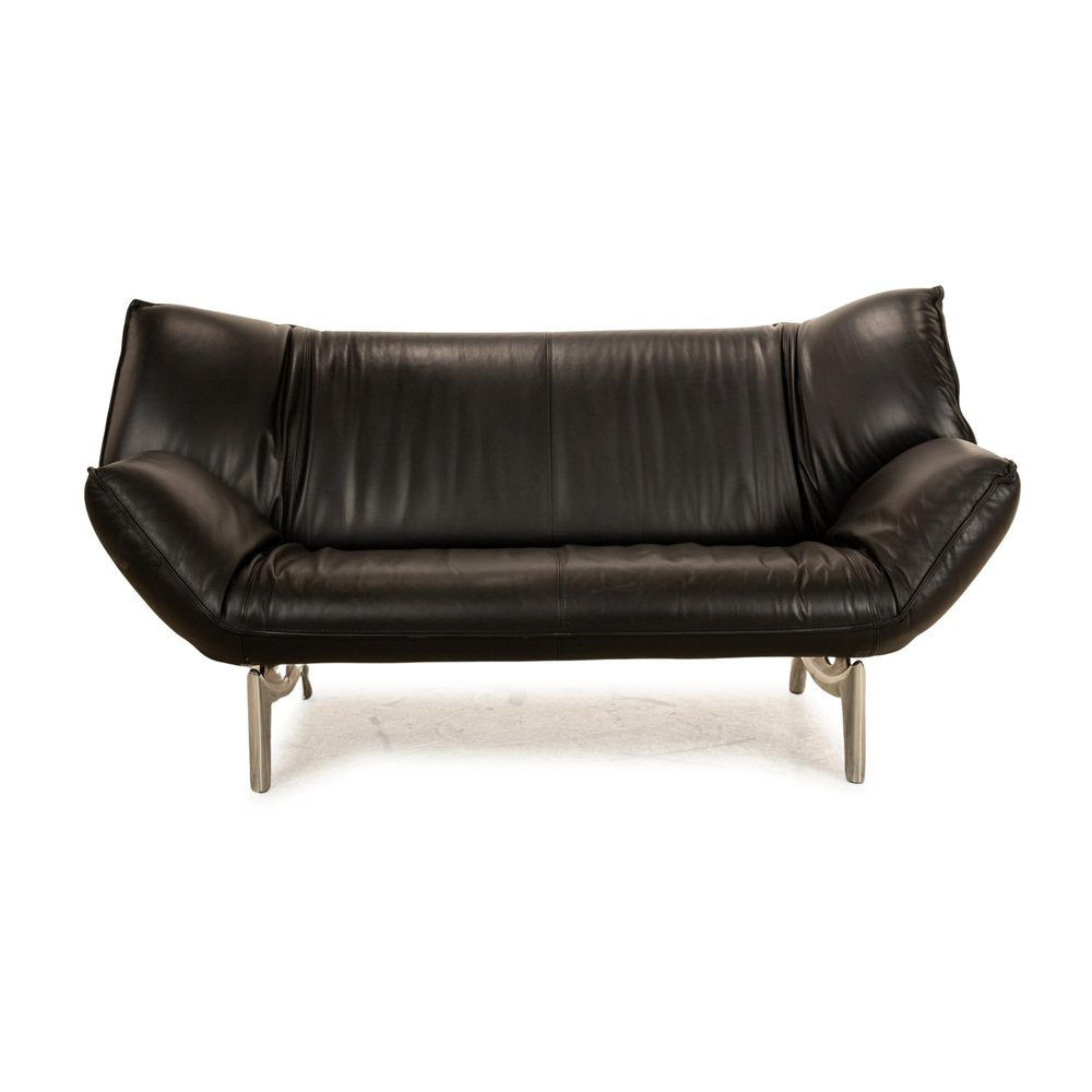 Tango Leather Two Seater Black Sofa from Leolux