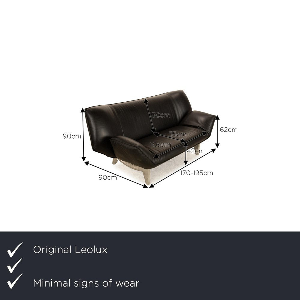 Tango Leather Two Seater Black Sofa from Leolux