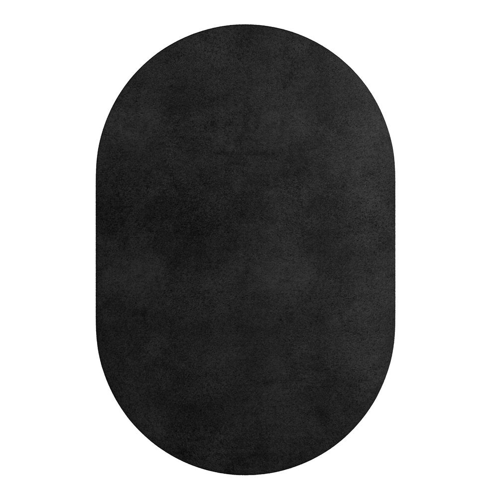 Tapis Oval Black #05 Modern Minimal Oval Shape Hand-Tufted Rug by TAPIS Studio