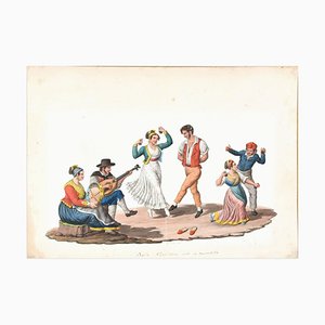 Tarantella - Original Watercolor by M. De Vito - 19th Century 1820 c.a.-ZCI-757364