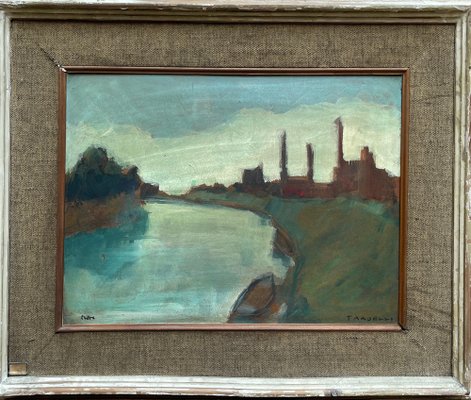 Tardelli, Landscape, 20th Century, Oil Painting on Panel, Framed-PKM-1717536