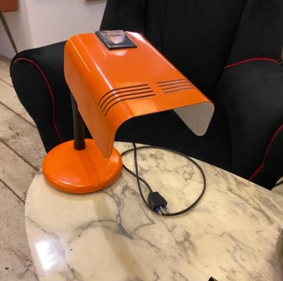 Targetti Space Age Orange and Black Italian Table Lamp, 1970s-NMK-1299659