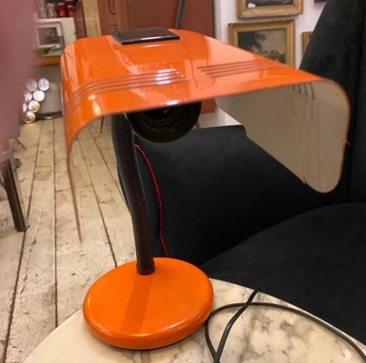 Targetti Space Age Orange and Black Italian Table Lamp, 1970s-NMK-1299659