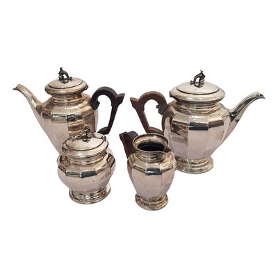 Tea and Coffee Silver 800 Set by Enrico Messulam for Bolli Milan, 1920s, Set of 4-ZCI-751853