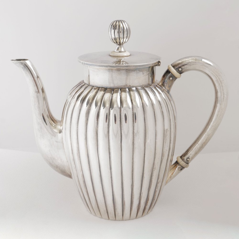 Tea, Coffee, Milk and Sugar Service in Silver from the Gratschew Brothers, St. Petersberg, Russia, 1890s, Set of 4