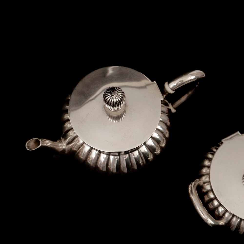 Tea, Coffee, Milk and Sugar Service in Silver from the Gratschew Brothers, St. Petersberg, Russia, 1890s, Set of 4