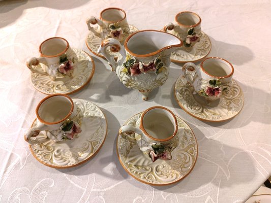 Tea Service for 6 from Capodimonte, 1970s, Set of 13-ZFY-1780616