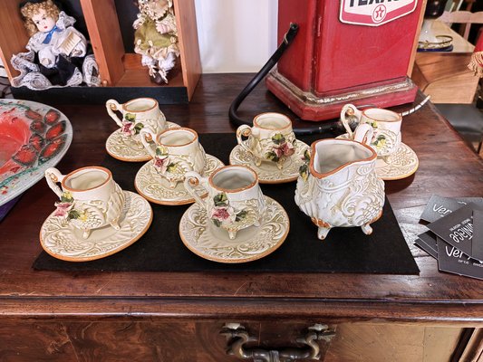 Tea Service for 6 from Capodimonte, 1970s, Set of 13-ZFY-1780616