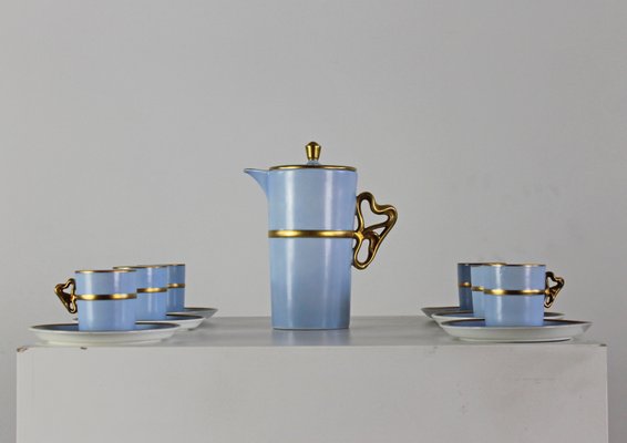 Tea Service in Porcelain and Gold by Antonia Campi for S.C.I. Laveno, 1950, Set of 15-IVC-1176379