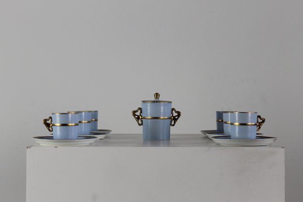 Tea Service in Porcelain and Gold by Antonia Campi for S.C.I. Laveno, 1950, Set of 15-IVC-1176379