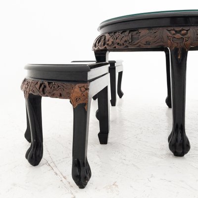 Tea Table with Stools, China, 1960s, Set of 5-UPW-1736352