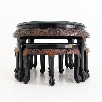 Tea Table with Stools, China, 1960s, Set of 5-UPW-1736352