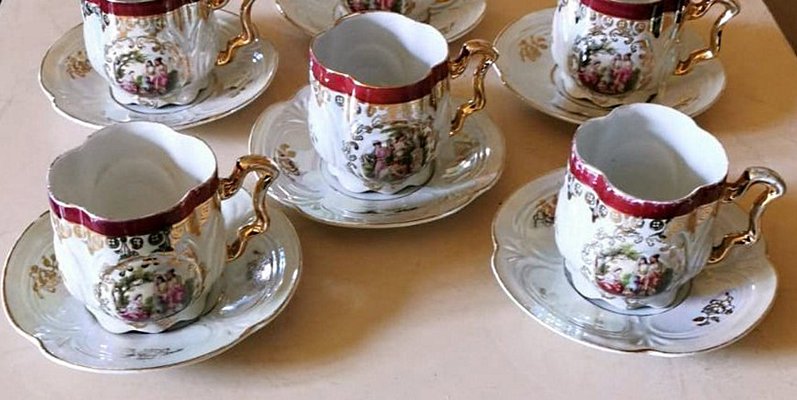 Teacups & Saucers by G. Andlovitz for Società Ceramica Italiana Laveno, Set of 12-QRS-1078547