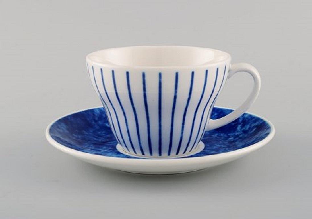 Teacups with Saucers in Glazed Ceramic by Jackie Lynd for Duka, Set of 10