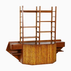 Teak and Bamboo Desk Wall Unit in the Style of Osvaldo Borsani-FGA-923657