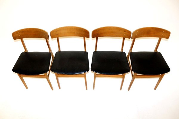 Teak and Beech Dining Chairs, 1960s, Set of 4-GEK-830187