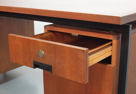 Teak and Black Steel Desk Japanese Series EU02 Desk by Cees Braakman & Adriaan Dekker for Pastoe, 1950s-IXC-754232