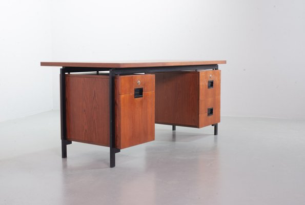 Teak and Black Steel Desk Japanese Series EU02 Desk by Cees Braakman & Adriaan Dekker for Pastoe, 1950s-IXC-754232