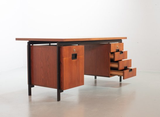 Teak and Black Steel Desk Japanese Series EU02 Desk by Cees Braakman & Adriaan Dekker for Pastoe, 1950s-IXC-754232