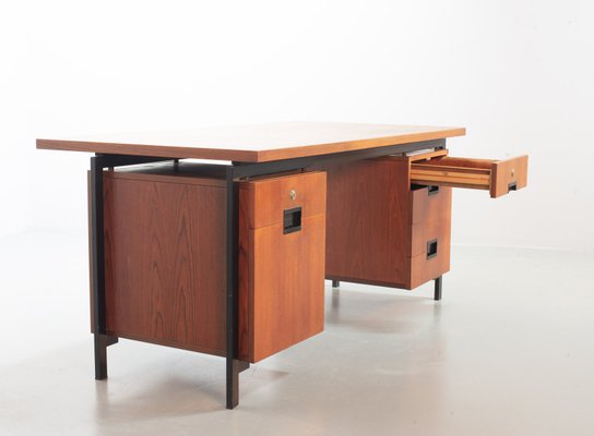 Teak and Black Steel Desk Japanese Series EU02 Desk by Cees Braakman & Adriaan Dekker for Pastoe, 1950s-IXC-754232