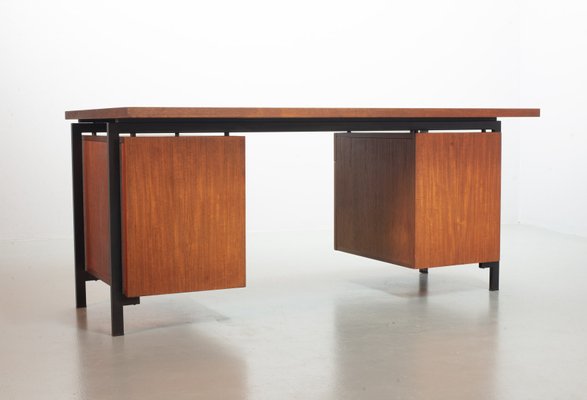 Teak and Black Steel Desk Japanese Series EU02 Desk by Cees Braakman & Adriaan Dekker for Pastoe, 1950s-IXC-754232