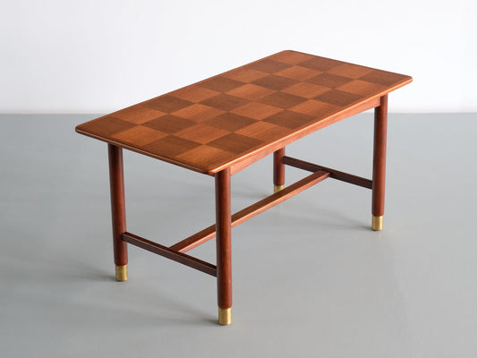 Teak and Brass Coffee Table, Sweden by Carl-Axel Acking, 1950s