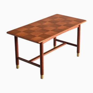 Teak and Brass Coffee Table, Sweden by Carl-Axel Acking, 1950s-FMT-1389472