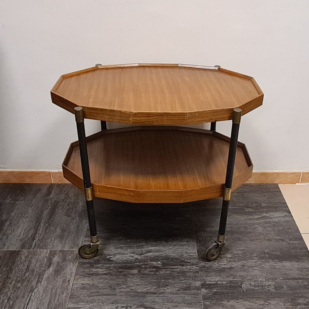 Teak and Brass Divisible Food Trolley, 1950s