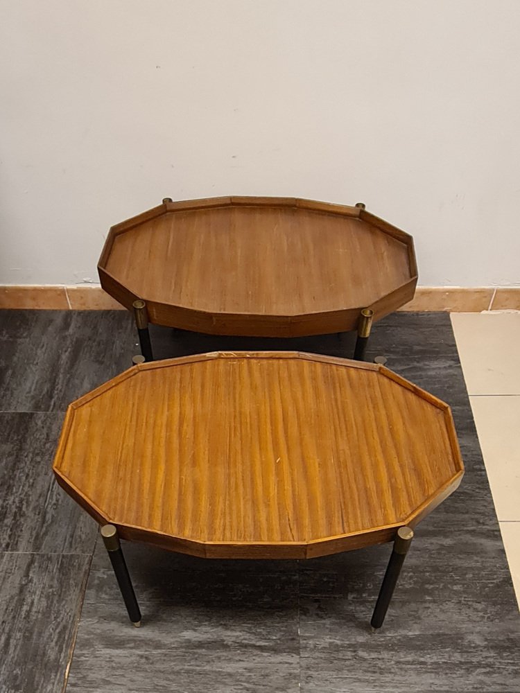 Teak and Brass Divisible Food Trolley, 1950s