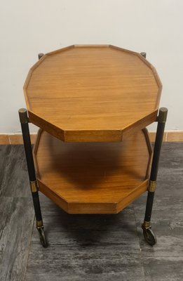 Teak and Brass Divisible Food Trolley, 1950s