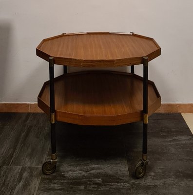 Teak and Brass Divisible Food Trolley, 1950s