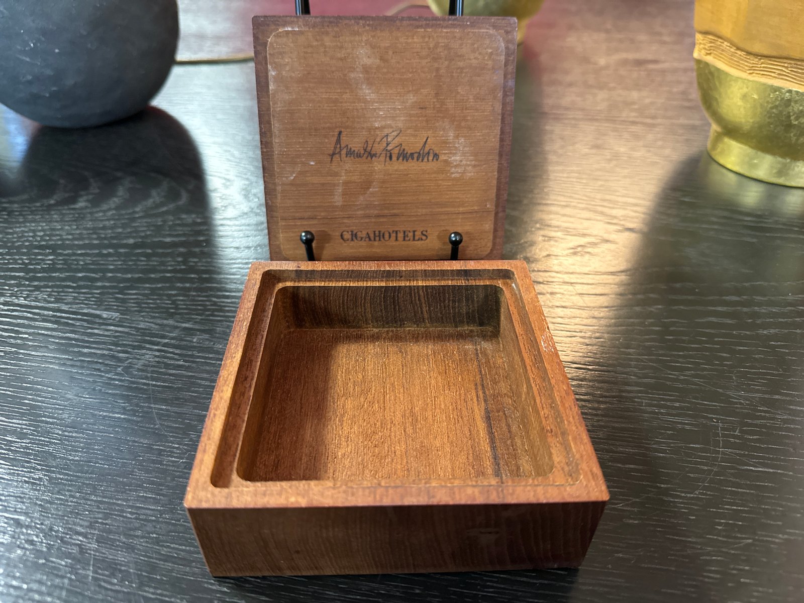 Teak and Bronze Bottle Box by Arnoldo Pomodoro, 1970s