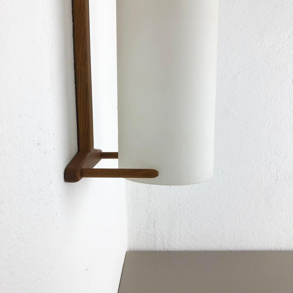 Teak and Glass Wall Sconce by Uno & Östen Kristiansson for Luxus, Sweden