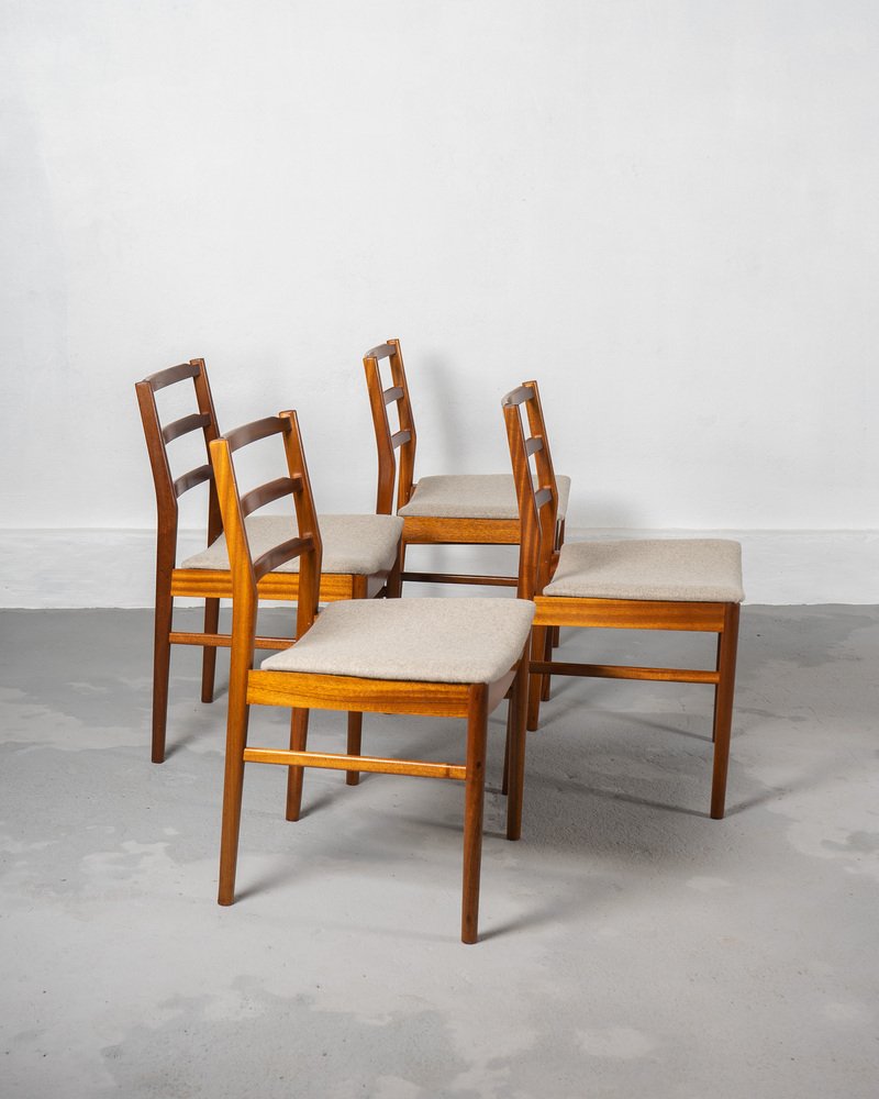 Teak and Grey Wool Dining Chairs by Tom Robertson for McIntosh, 1960s, Set of 4