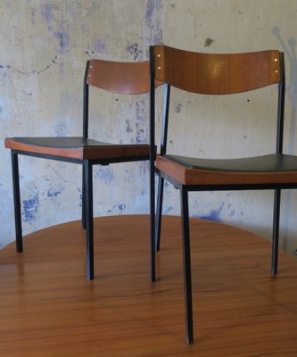 Teak and Iron Stacking Chairs, 1960s, Set of 2-ED-1736808