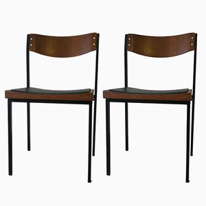 Teak and Iron Stacking Chairs, 1960s, Set of 2-ED-1736808