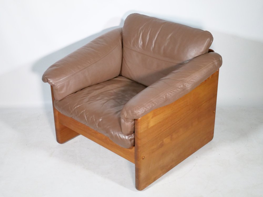 Teak and Leather Armchair by Mikael Laursen, 1970s