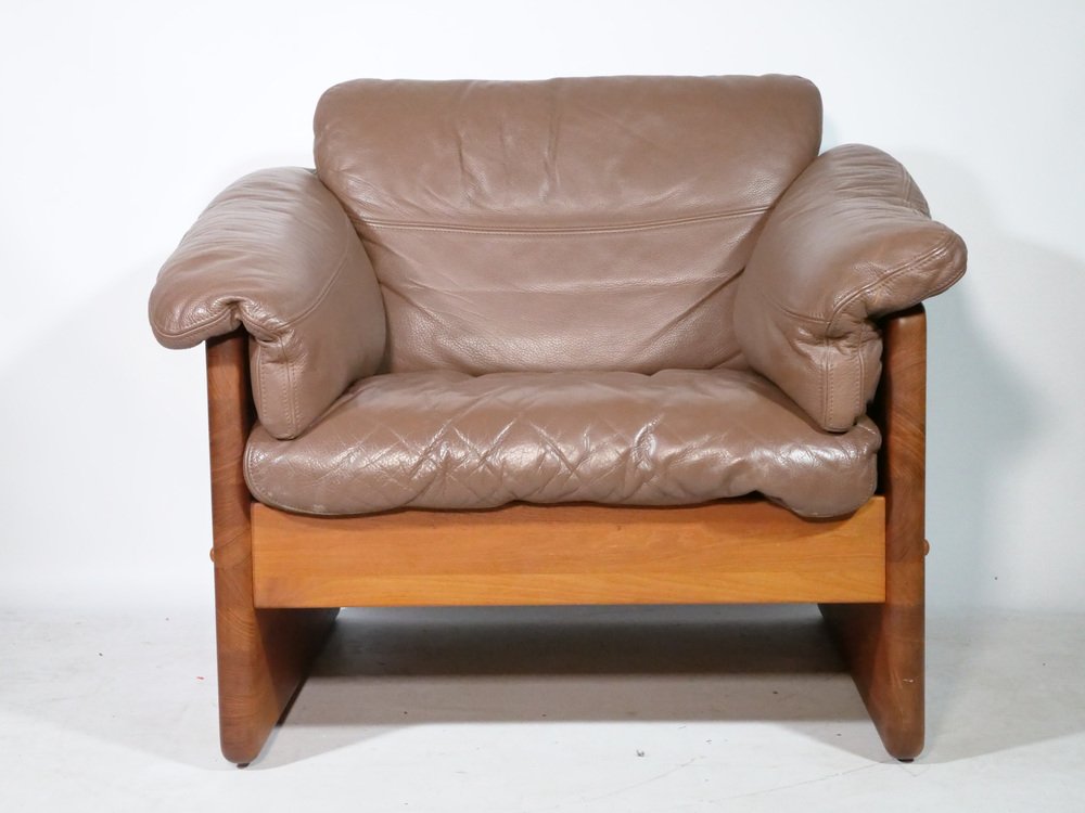 Teak and Leather Armchair by Mikael Laursen, 1970s