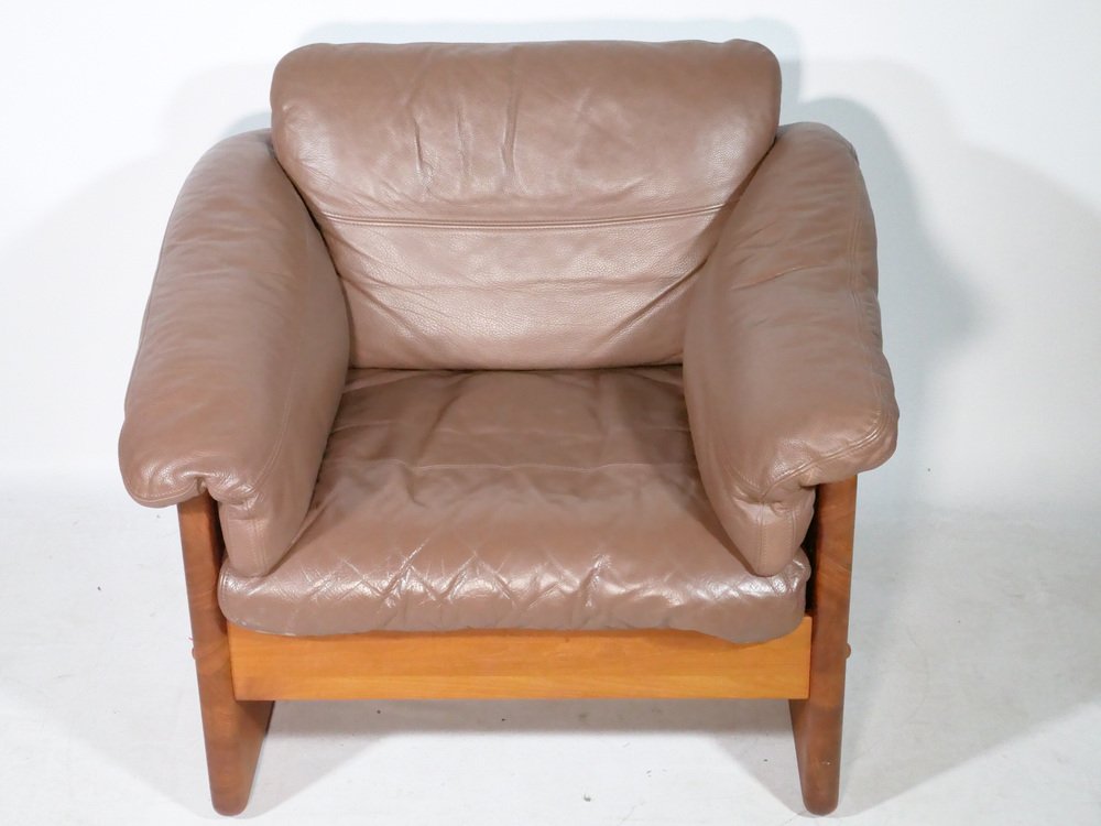 Teak and Leather Armchair by Mikael Laursen, 1970s