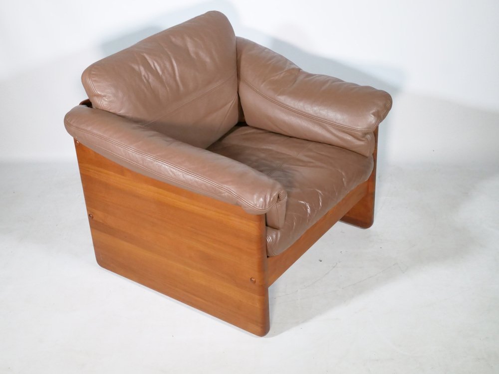 Teak and Leather Armchair by Mikael Laursen, 1970s