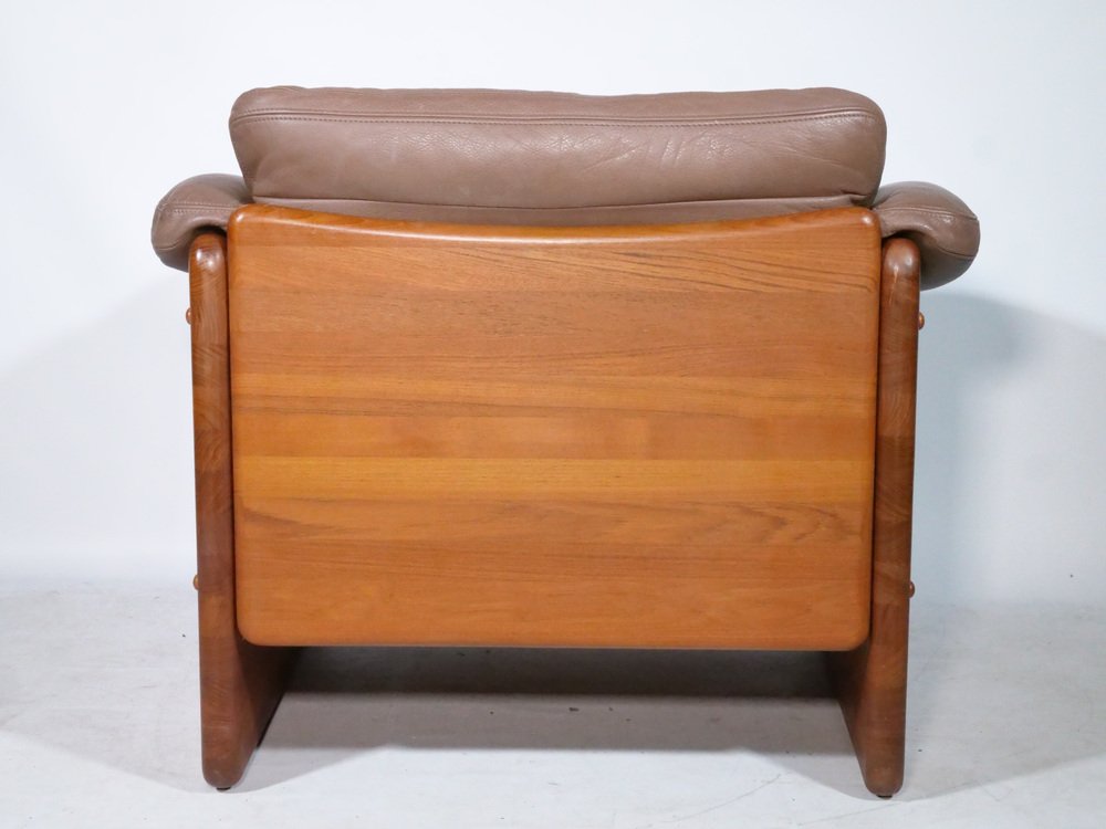 Teak and Leather Armchair by Mikael Laursen, 1970s