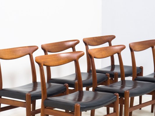 Teak and Leather Dining Chairs by Hans J. Wegner for C.M. Madsen, Set of 6-YS-2024621