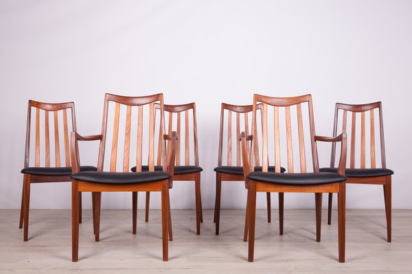 Teak and Leather Dining Chairs by Leslie Dandy for G-Plan, 1960s, Set of 6-NIT-906421