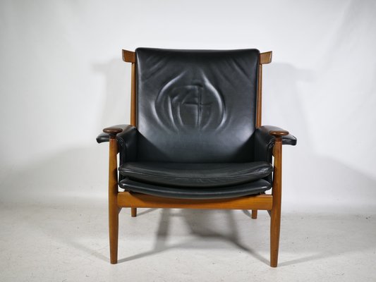 Teak and Leather Model Bwana Armchair and Footstool by Finn Juhl for France & Søn / France & Daverkosen, 1960, Set of 2-LVS-1820609