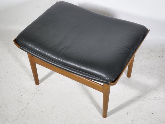 Teak and Leather Model Bwana Armchair and Footstool by Finn Juhl for France & Søn / France & Daverkosen, 1960, Set of 2-LVS-1820609