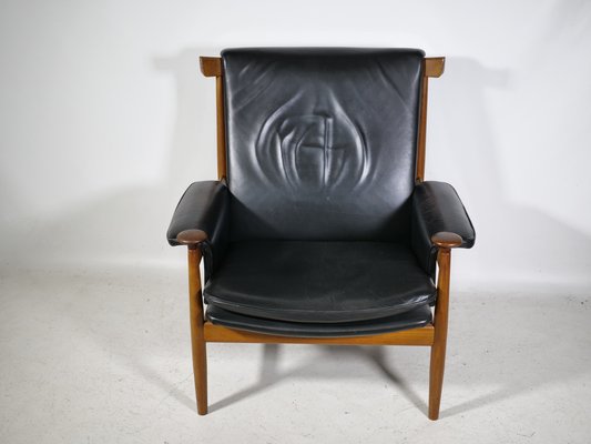 Teak and Leather Model Bwana Armchair and Footstool by Finn Juhl for France & Søn / France & Daverkosen, 1960, Set of 2-LVS-1820609