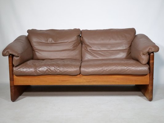 Teak and Leather Sofa by Mikael Laursen, 1970s-LVS-1756860