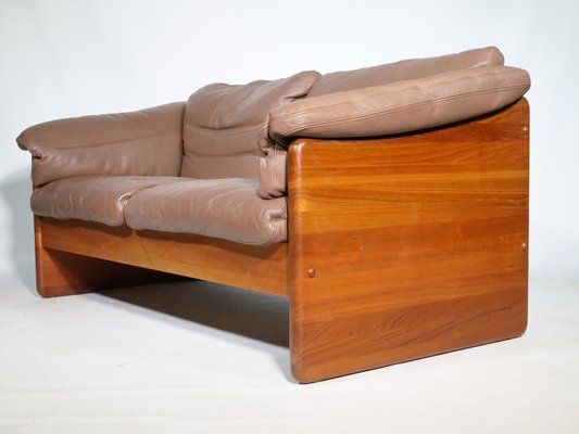 Teak and Leather Sofa by Mikael Laursen, 1970s-LVS-1756860