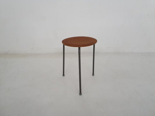 Teak and Metal Tripod Stool, Denmark, 1960s-ZO-2028638